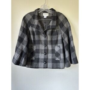 charles gray london coat Short Evening Coat Black Gray Checker Wool Blend Size S